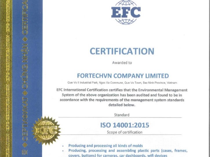 2024 越南富優取得ISO14001認證2024.01越南富優成功取得 ISO14001 認證，展現公司對環境保護的承諾與管理能力，持續推動永續發展與環境友善的經營策略。Read More